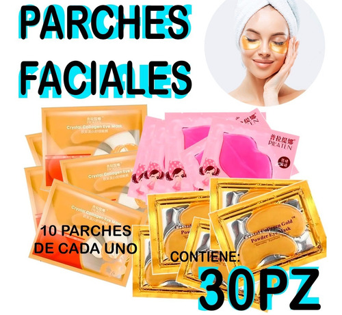 Imagen 1 de 10 de Set 30pz Parches Pilaten Colágeno Oro Ojos Labios Full
