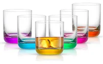 Comprar Joyjolt Hue Juego De Whisky Colorido De 6 Vasos De Bar, Vasos De Bebida De 10 Onzas. Vaso Doble Antiguo Moderno Juego De Vasos De Whisky, Vasos De Bola Baja, Vasos De Cóctel, Vasos De Whisky