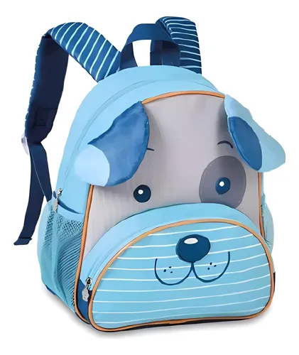 Mochila Escolar Clio Pets Azul Poliéster Cp24502d Desenho do tecido Cachorro