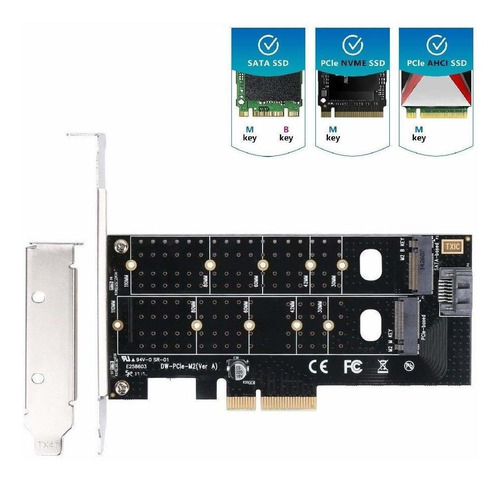 Adaptador Pcie Dual M.2 M2 Ssd Nvme M-key Sata B-key 3.0