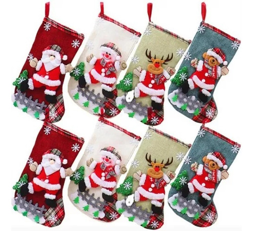 8 Piezas Medias Navideñas Santa Claus Botas De Bolsill