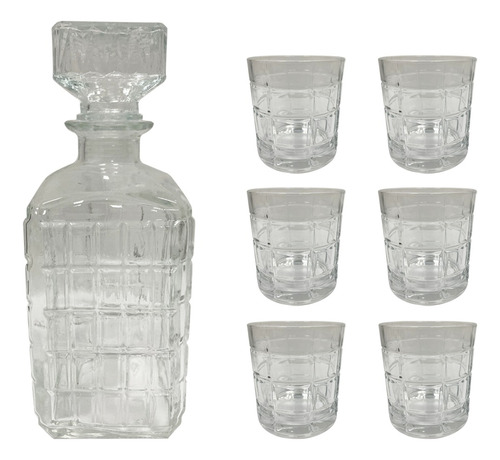 Set Whisky 7 Piezas Botella 6 Vasos Caja Regalo Pettish 