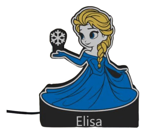 Luminária Da Elsa Frozen Personalizada Azul Preto