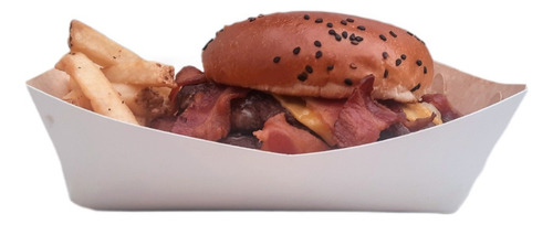 Charolas Hotdog Hamburgesas Alitas Papas 100pz Kraft- Blanco
