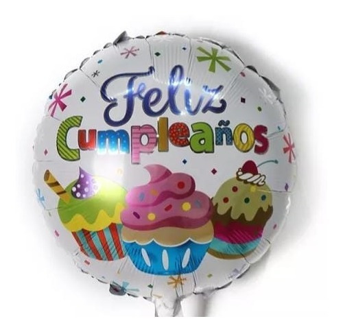 Globo Mágico Auto Inflable Feliz Cumpleaños Cupcake