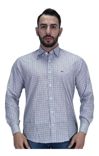 Camisa Masculina Fast Back Manga Longa Tecid Exclusivo Azul