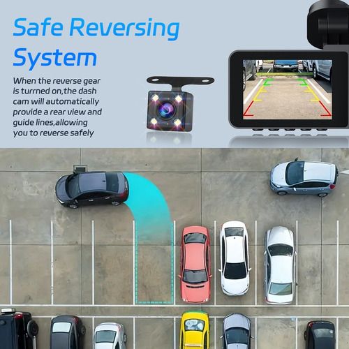 Cámara Para Automovil Dashcamera 32gb Tarjeta 1080p 3camaras