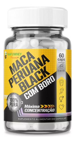Maca Black Peruana Com Boro Super Concentrado 60 Cáps