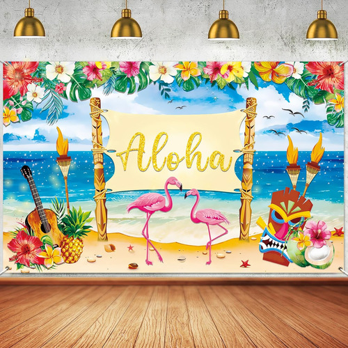 Decoraciones De Fiesta Hawaiana Luau, Telón De Fondo Aloha L