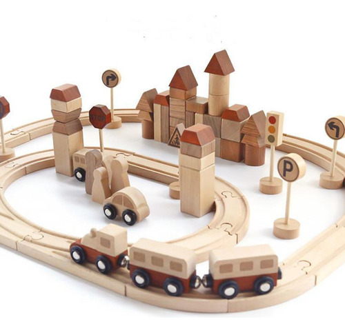 Piezas De Pista De Madera Tren De Ferrocarril Accesorios De