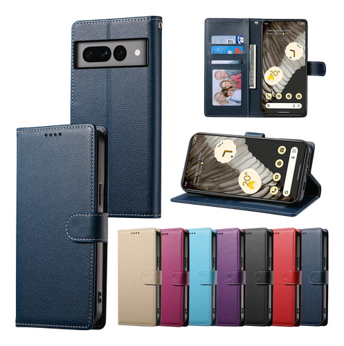 Funda Protectora De Piel Sintética Con Tapa Para Google Pixel 7 Pro Con Hebilla Magnética Y Ranura Para Tarjetas