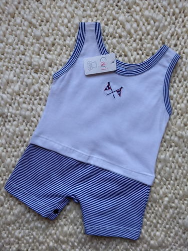Enterito Musculosa 1mes 3meses 6meses Nene Recien O Bebe Azul-blanco Talle 1