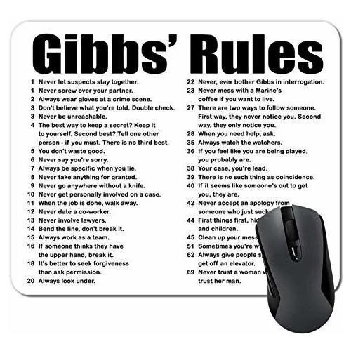 Mouse Pad Melyaxu De 18x22cm Ncis Gibbs' Rules -blanco
