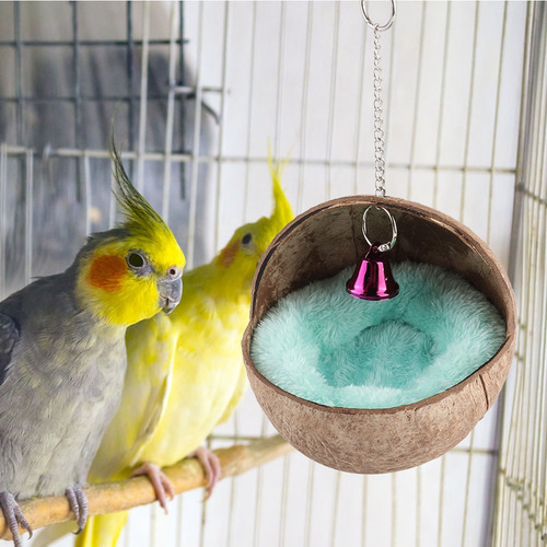 Nido Para Pájaros De Cáscara De Coco Con Campana Y Colchón
