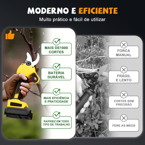 Tesoura Alicate Poda Galho Árvore Elétrica Tesoura 30mm 21v Preto