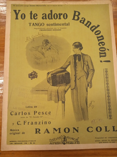Yo Te Adoro Bandoneon Pesce Coll Tango Partitura