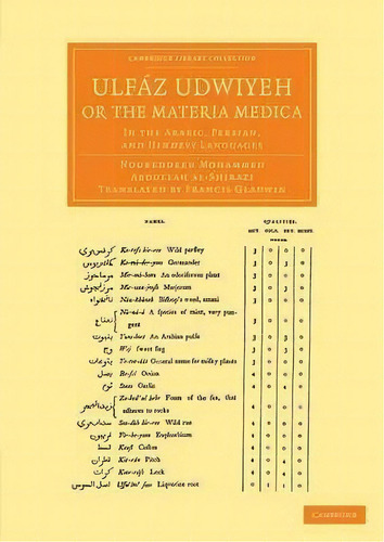 Cambridge Library Collection - Perspectives From The Royal Asiatic Society: Ulfaz Udwiyeh, Or The..., De Francis Gladwin. Editorial Cambridge University Press, Tapa Blanda En Inglés