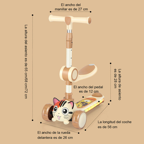 Patinete Infantil De 3 Ruedas Que Puede Ir De Pie O Sentado