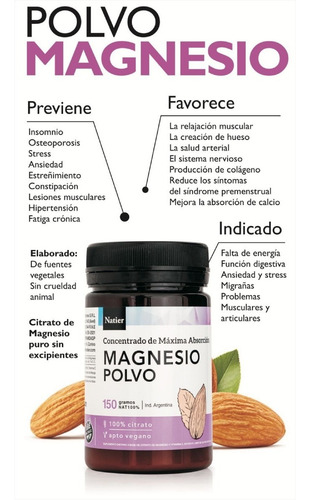 Citrato De Magnesio En Polvo X 150 Gr - Natier