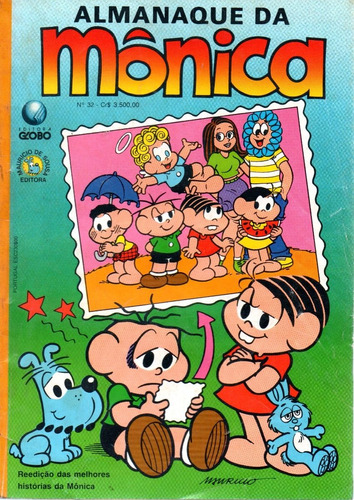 Almanaque Da Monica N° 32 - 84 Páginas Em Português - Editora Globo - Formato 13,5 X 19 - Capa Mole - 1992 - Bonellihq Cx443 E21