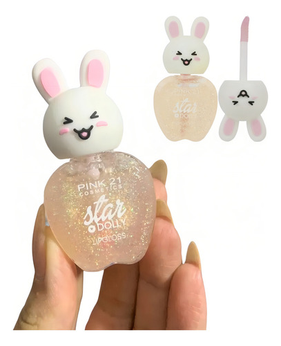 Kit C/3 Lip Gloss Bunny Glitter Coelhinho Pink 21 Cor Sortidos