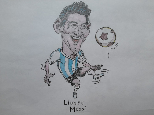 Dibujo A Lápiz Caricatura Lionel Messi