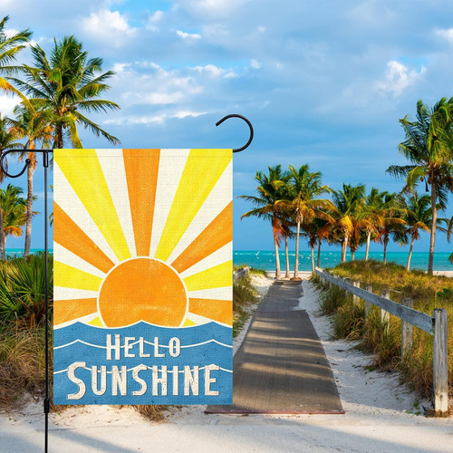 Hello Sunshine - Bandera De Jardín De Verano De 12 X 1...