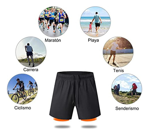 Shorts Hombre Deportivos 2 En 1 Pantalones Cortos De Correr