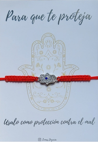 Pulsera Mano De Fátima Macrame Regulable Hilo Rojo Regalo