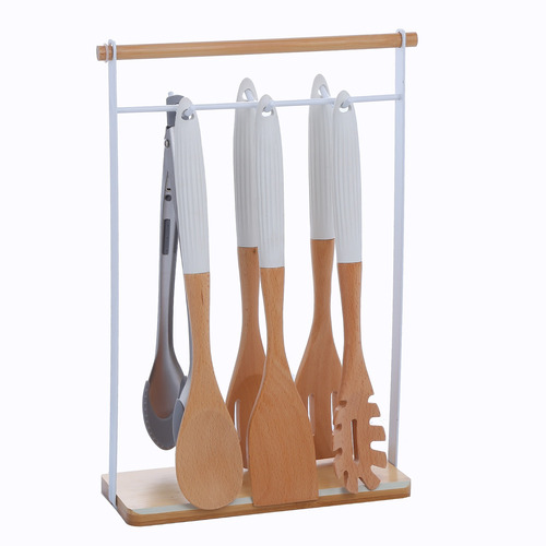 Set De 6 Utensilios De Cocina Bambú
