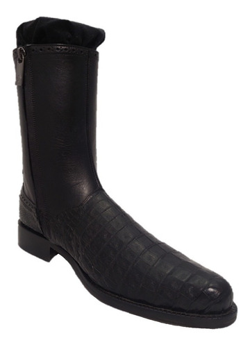 Imagen 4 de 6 de Botin De Vestir Hombre Franco Cuadra Oval Cocodrilo Negro