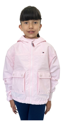 Chamarra Ligera Tipo Impermeable Tommy Hilfiger Rosa Claro
