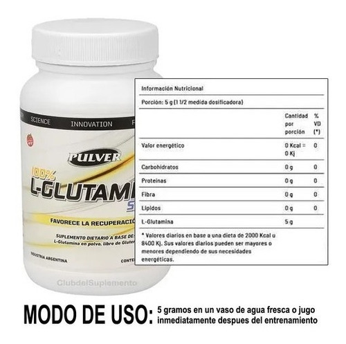 Glutamina Pura 150 Gramos Pulver Recuperacion Muscular Total