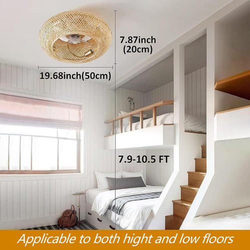 Ventilador De Techo Con Luz Ajustable Estilo Bohemio,