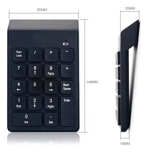 Mini Teclado Numérico Usb 19 Teclas Pc Mac Universal Laptop Negro Numérico