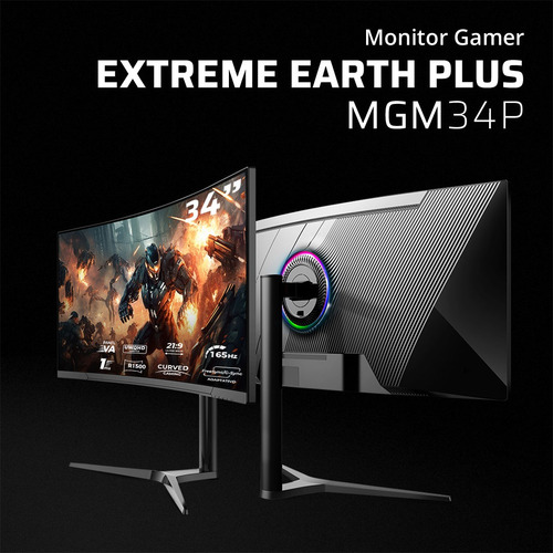 Monitor Gamer Curvo 34 Va Extreme Earth Mgm34p Rgb Negro