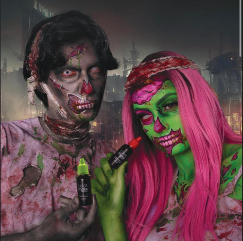 Kit Cenográfico Maquiagem Halloween Monstro Zumbi Com Gosma