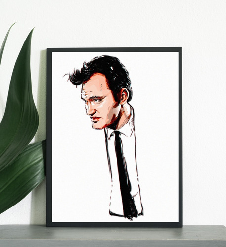 Cuadro 33x48cm Tarantino Dibujado Marco Negro Fan Arte