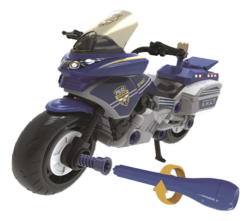 Moto Policía Armable 48 Piezas Herramientas Juguete