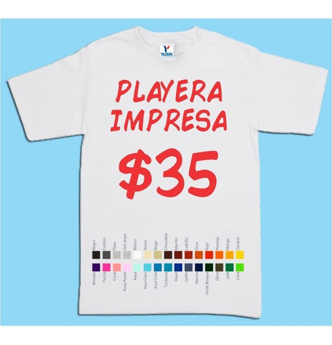 Playera Blanca Yazbek Serigrafia 1 Tinta 1 Lado