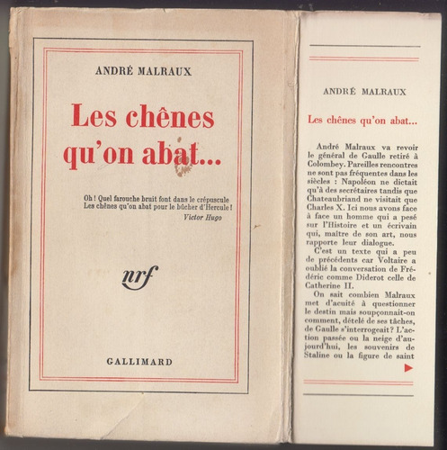 1971 Andre Malraux Les Chenes Qu'on Abat De Gaulle Frances