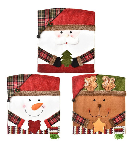 3 Fundas Elásticas Para Silla De Navidad Con Muñeco De Nieve