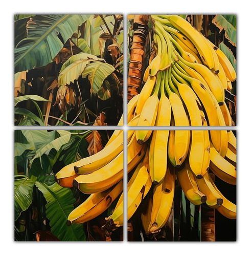 80x80cm Cuadro Abstracto De Bananera Al Estilo Estilo Óleo