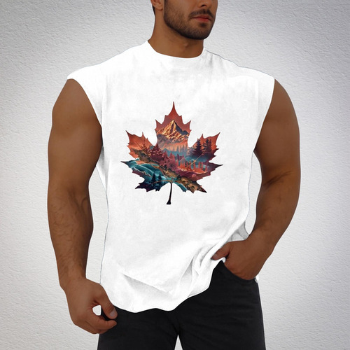 Jersey De Cuello Redondo Con Estampado Sin Mangas A La Moda