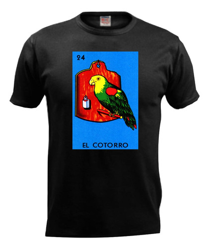 Playera El Cotorro Loteria Mexicana Septiembre Negra 