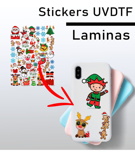 Stickers Uv Dtf Navideños Para Forros De Celulares