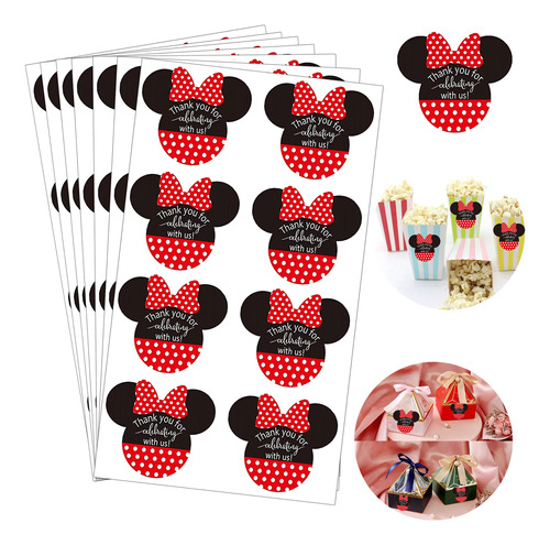 Pegatinas De Mickey/minnie Mouse Con Texto En Ingls  Thank Y