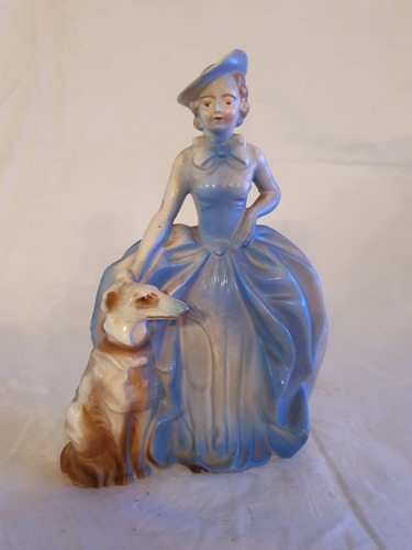 Figura De Porcelana De Dam Antigua Con Su Perro
