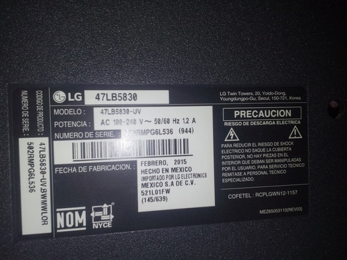 Fuente LG 47lb5830-uv