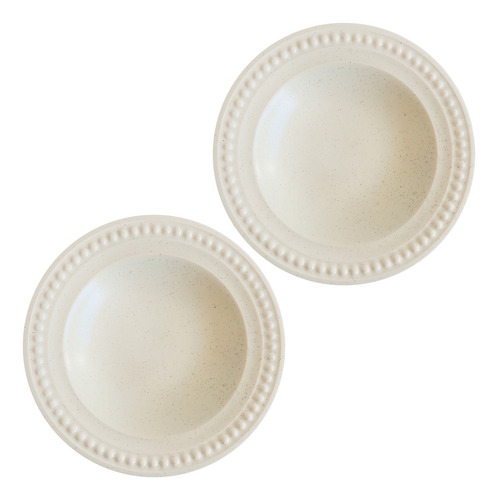 X 2 Platos Hondo Cerámica, Azteca 24 Cm, Beige - 13839
